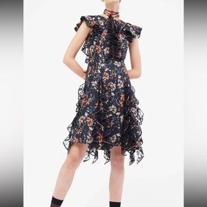 Sachin & Babi Tutu Garden Floral Silk Blend Ruffle Cocktail Dress